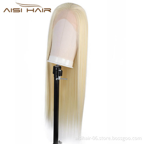 Heat Resistant Synthetic Fiber Lace Front Long Blonde Wig Silky Straight Lace Frontal Wigs For Black Women